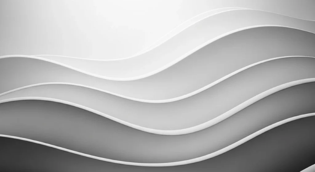 A sleek, minimalist wave design in grey and white, symbolizing the contrasting roles of HR specialists and generalists, with each wave representing the diverse functions handled by HR professionals in different roles.