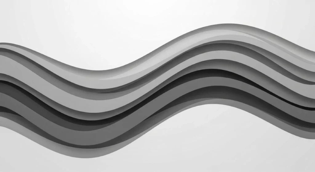 Abstract design featuring layered grey waves, symbolizing the layered and strategic nature of branding work handled by branding specialists