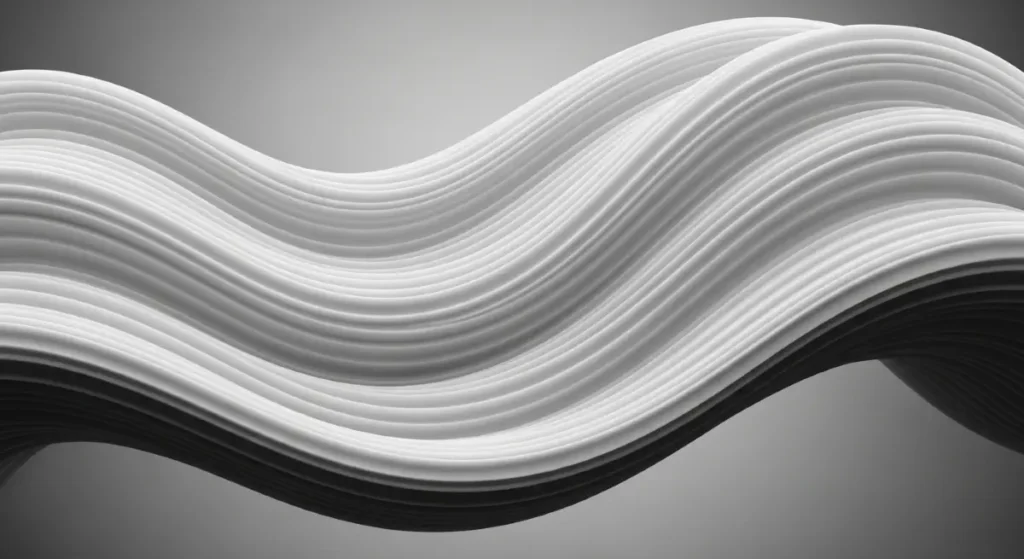Abstract white and black waves representing the creative flexibility of outsourced graphic design services.