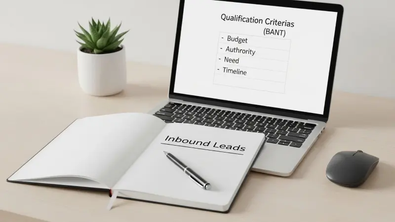 Workspace showing inbound lead qualification and BANT criteria, illustrating differences between sdr vs bdr responsibilities.